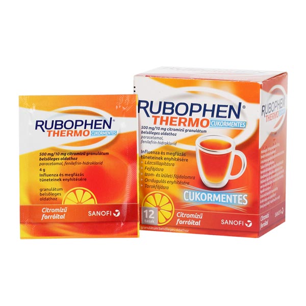 Rubophen Thermo cukormentes 500mg/10mg citromízű 12x