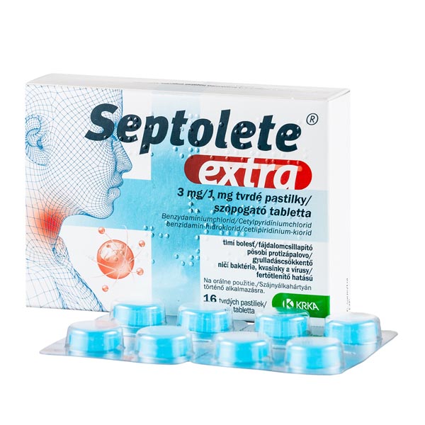 Septolete Extra 3 mg/1 mg szop. tabl. Eukaliptusz 16x
