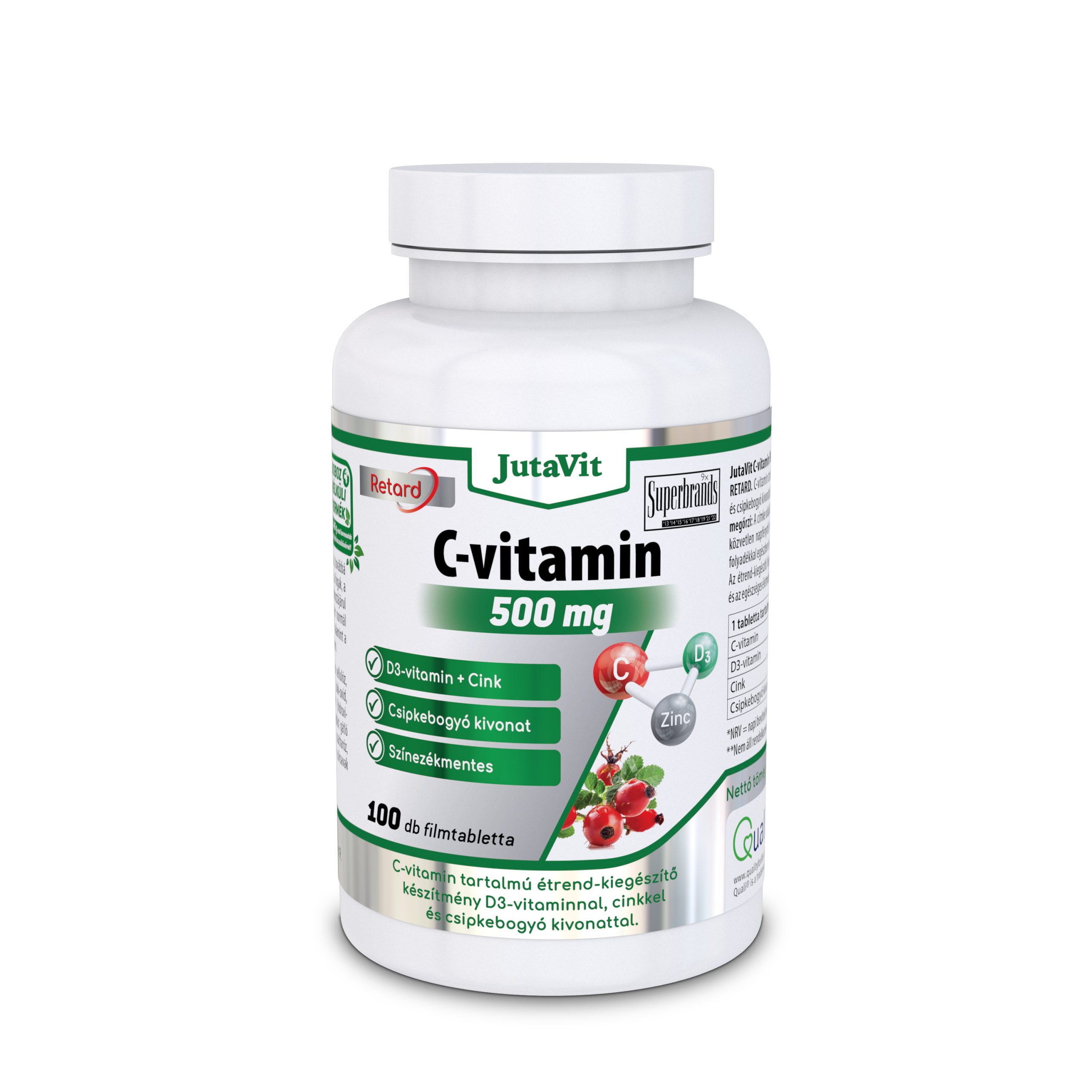 JutaVit C-vitamin  500 mg Csipkeb.+D3 kapszula 100x
