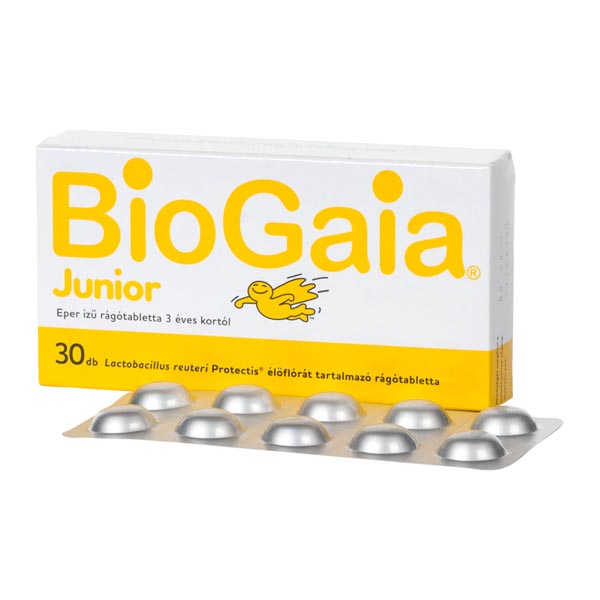 BioGaia Protect Junior rágótabl. spec.élelm. eper 30x