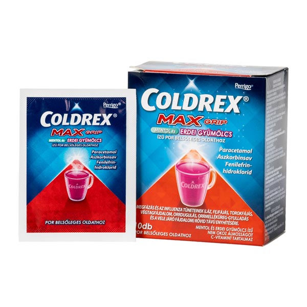 Coldrex MaxGrip mentol és erdei gyümölcs ízű por 10x