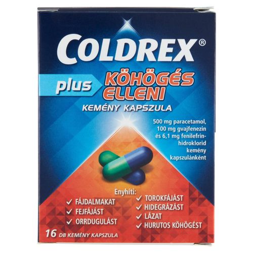 Coldrex Plus köhögés elleni kemény kapszula 16x buborékcsomagolásban