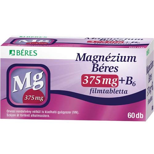 Magnézium Béres 375mg+B6 filmtabletta/11 60x