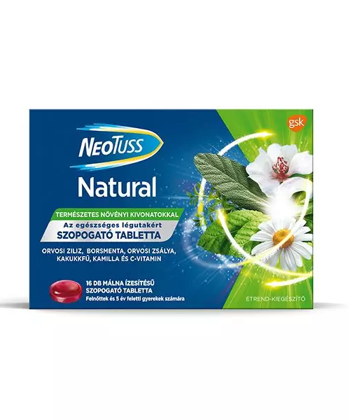 Neotuss natural szopogató tabletta málna 16x