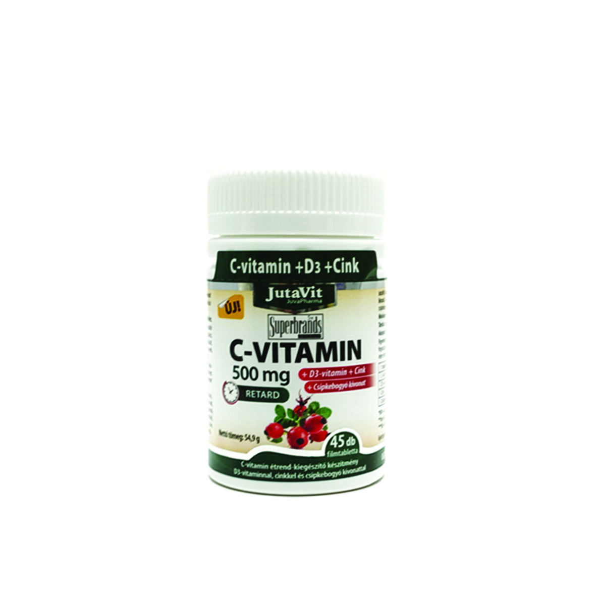 JutaVit C-vitamin  500 mg Csipkeb.+D3 kapszula 45x