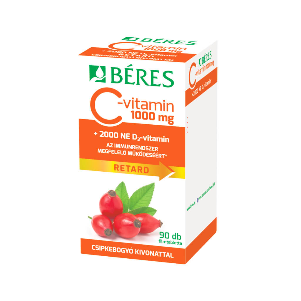 Béres C-vitamin1000mg Csipkeb.D3 2000NE ret.tabl. 90x